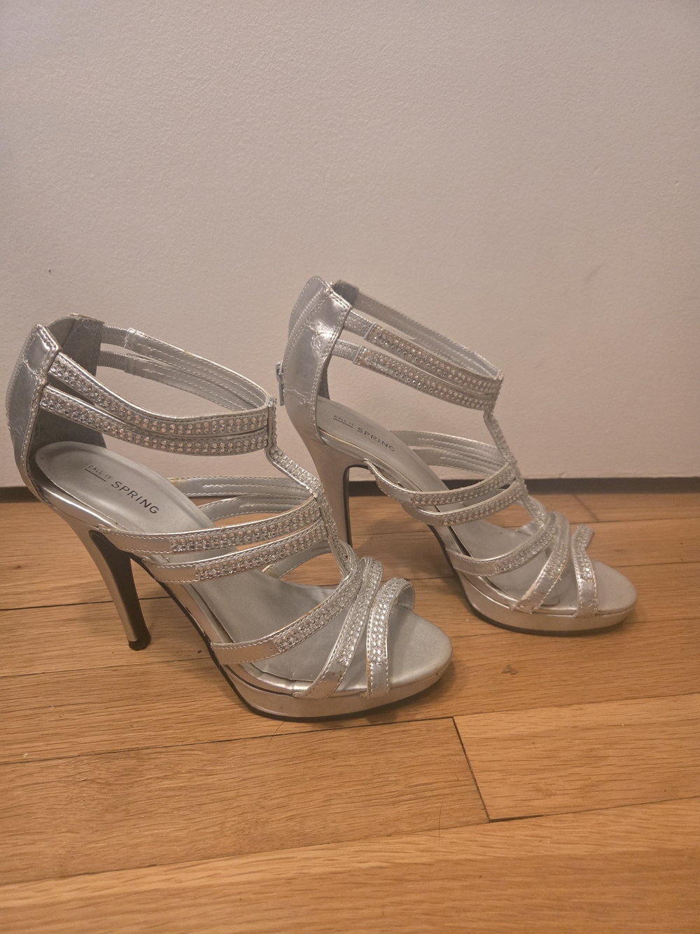 Call It Spring Silver Strappy Stiletto Sandals